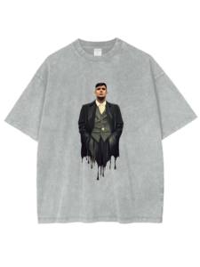 Peaky Blinders Class Struggle T-Shirts Summer 100% Cotton Drop Shoulder Crewneck Heavyweight Acid Wash - Product Image 3