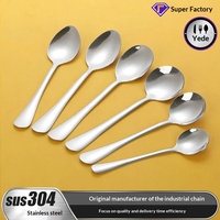 Ensemble de cuillères de table en acier inoxydable poli miroir pour bouillon, café, thé glacé, dessert, soupe, avec bol rond à mélanger et couverts