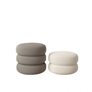 Living Room Cream Round <b>Stool</b> - Multifunctional Home Shoe Changing <b>Stool</b> and <b>Sofa</b> <b>Stool</b> - Product Image 1