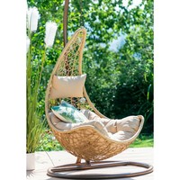 Meubles de jardin, terrasse, fauteuil suspendu en rotin PE, hamac, chaise à bascule avec coussins