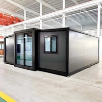 Container Abitativo Pieghevole Espandibile Monoblocco da 20 Piedi per Esterni con Ruote, Pronto all'Uso