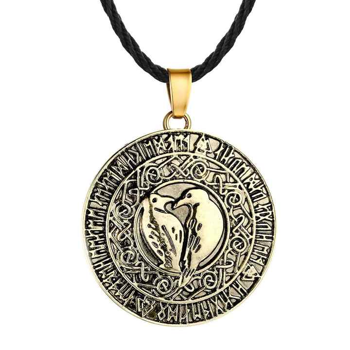 Men's Gothic Slavic Raven Rune Pendant - Silver Viking Necklace, Norse Amulet Style 9 thumbnail image