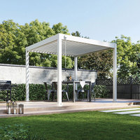 Pergola bioclimatique motorisée à toit rétractable en aluminium pour jardin extérieur, avec éclairage LED et couverture télescopique automatisée pour balcon