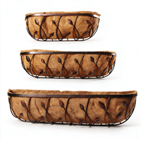 Panier suspendu mural en fer robuste et résistant avec doublure en coco naturel pour la décoration intérieure et extérieure du jardin, de la clôture et du balcon