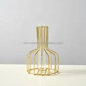 XB Vasos De Flores Barato Bud Clear Acrílico Luxo Ouro Moderno Metal Decoração De Cristal Nórdico Vidro Vaso De Flor