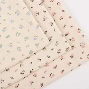 Instock Rose Carded Twill Cotton Spring Summer Dress Fabric For Children Print Fabric Air Permeability Cotton Printed Fabric