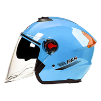 Casque de moto élégant pour femme Mustang Motorcycle Manufactures 503 à double lentille et ABS 1/2 demi-visage, marron, rouge, bleu