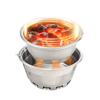 Gril à charbon de bois intérieur en acier inoxydable de style coréen Gril de barbecue commercial sans fumée Finition plaquée or Chariot Capacité de 3 à 5 personnes