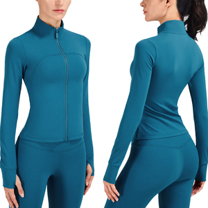 Almacén en EE. UU. Nuevo Conjunto Deportivo para Mujer con Chaqueta Corta de Cremallera Completa, Elástico, para Gimnasio y Fitness - Product Image 1