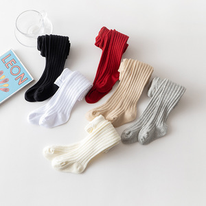 Collants côtelés pour bébé mignon, collants basiques en coton tricoté côtelé pour bébés, collants pour bébés - Product Image 6
