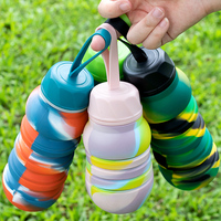 Bouteille d'eau pliable portable en silicone pliable de 550ml pour le camping