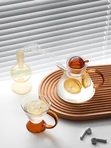 Christmas Gift Brewing Clear Cooking Glass Teapot With Warmer Set
