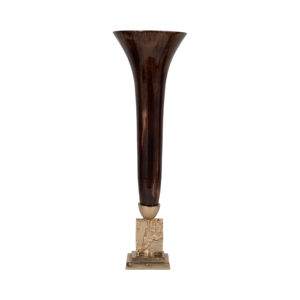 Vaso alto in vetro scultoreo, complemento d'arredo contemporaneo per soggiorno, ufficio, decorazione per la casa, vaso decorativo per fiori - Product Image 1