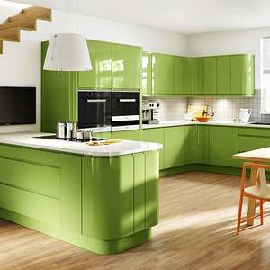 Gabinete de Cocina Inteligente de Madera de Diseño Modular de Alta Tecnología Personalizado en 3D, Diseño de Lujo con Color Personalizado, Gabinete de Cocina con Laca Verde - Product Image 6