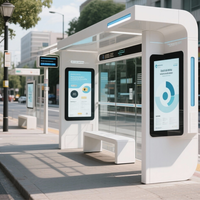 Abri d'autobus durable en acier de système intelligent moderne avec le caisson lumineux d'affichage d'affichage à cristaux liquides de LED