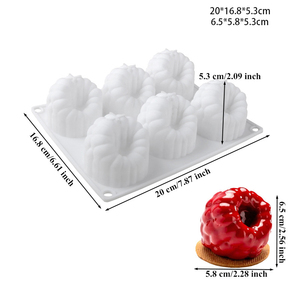 Moule en silicone 3D à 6 cavités pour mousse de framboise, gâteau au chocolat, pâtisserie, fraise, dessert français pour boulangerie - Product Image 6