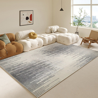 Tapis de salon crème style minimaliste à motifs, pour usage intérieur, en fibre de polyester, forme rectangulaire