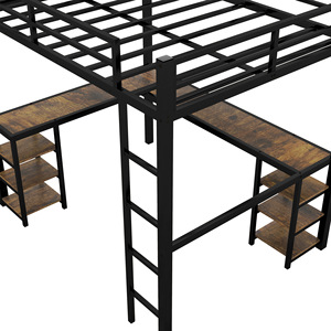Lit superposé multifonctionnel en fer forgé avec table en dessous, adapté aux petits appartements, cadre de lit en métal à deux niveaux, pour la maison - Product Image 5