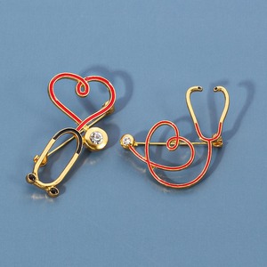 Série Médica personalizada Banhado Broche Estetoscópio Eletrocardiograma Masculino e Feminino Doctor Nurse Badges - Product Image 5