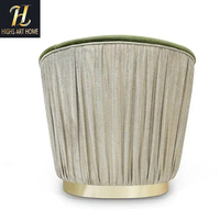 Fauteuil d'appoint en velours fait main haut de gamme avec base plissée, fauteuil barillet, fauteuil lounge pour salon et chambre à coucher