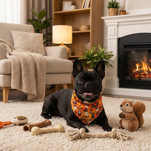 בנדנה לכלב עם הדפס ליל כל הקדושים, הדפס מותאם אישית עם לוגו, בנדנה משולשת לכלב - Product Image 3