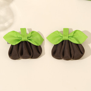 Halloween Pumpkin <b>Bow</b> Hair <b>Clips</b> Ribbed Ribbon Barrettes Cute Fall Decor For Girls Kids Party Hair Accessories - Product Image 5