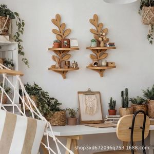 Wooden <b>wall</b>-<b>mounted</b> tree-shaped <b>shelf</b>, <b>wall</b> decoration, green plant storage rack, wooden multi-functional household <b>shelf</b> - Product Image 2