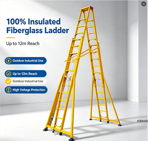 Escalera Telescópica A-Frame Aislada <span class=keywords><strong>de</strong></span> FRP <span class=keywords><strong>de</strong></span> 39.4 pies, Escalera <span class=keywords><strong>de</strong></span> Fibra <span class=keywords><strong>de</strong></span> Vidrio Segura para Alta Tensión para Electricistas y Redes Eléctricas, Personalizable - Product Image 1