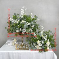 Décoration de table de mariage DKB, centre de table de mariage, boule de fleurs en soie, centre de table de mariage avec boule de fleurs blanches