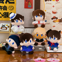 Nouvelles figurines en peluche courtes à thème Conan, jouets de bureau, poupées détectives, ornements décoratifs, cadeaux d'anniversaire parfaits, sac en filet