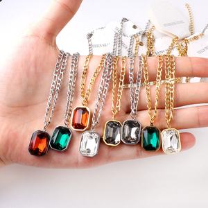 Collar de Zirconia Esmeralda Más Vendido, Juego de Joyería para Mujer de Acero Inoxidable Colorido, Aretes de Aro de Zirconia Elegantes Chapados en Oro - Product Image 6