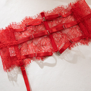 Sexy Skeleton See-through Erotic Lingerie Eyelash Lace Herringbone Shaping Garter <strong>Bra</strong> Four-piece <strong>Set</strong> Sexy Women's Underwear - Product Image 5