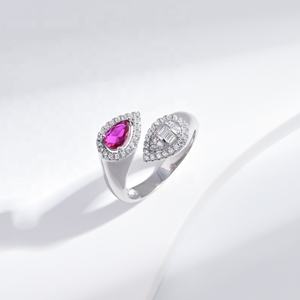 custom plata 925 sterling <b>silver</b> leaf open <b>ring</b> woman fashion stone vintage hip hop red green zircon <b>chunky</b> gold plated <b>rings</b> - Product Image 3