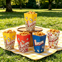 Gobelet carré en papier pour pop-corn, boîte pliante en papier de qualité alimentaire, seau à collation imprimé sur mesure pour frites et aliments cuits, emballage