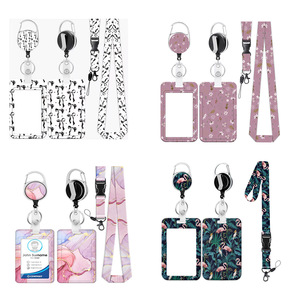 Badge clip with <b>lanyard</b>, retractable badge roll <b>for</b> ID card, ID card clip with <b>key</b> chain. - Product Image 1