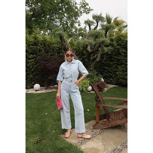 Overoles de Mezclilla Azul para Mujer al por Mayor, 100% Algodón, Transpirables, Estilo Simple - Product Image 5