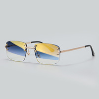 Lunettes de soleil métalliques sans monture, rectangulaires, charnière à ressort, verres miroir, sans cadre, tendance, nouvelle collection 2026, logo personnalisé