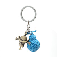 Vente chaude 4 Style Anime One Piece Diable Fruit Porte-clés En Métal Luffy Ace Law Caractère Porte-clés Pendentif Porte-clés Artisanat