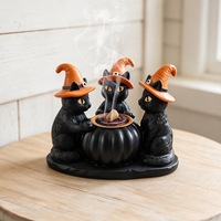 Nouveau brûleur d'encens en résine en forme de chat sorcier pour Halloween, diffuseur d'aromathérapie, décoration d'intérieur, parfum pour festivals arabes du Moyen-Orient