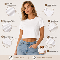 T-shirt court en coton et élasthanne 180 GSM pour femme, personnalisable (logo, taille, couleur), vente en gros, directement de l'usine