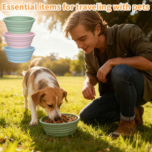 सिलिकॉन पालतू कटोरा फोल्डेबल पोर्टेबल मल्टी-फंक्शनल पोर्टेबल डॉग फूड बाउल फीडर बिल्ली कुत्ते पकवान पानी बाहर की यात्रा - Product Image 4