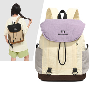 Cross-border Korean Niche Trendy Brand Color Contrast Drawstring <b>Backpack</b> Mori Flap Travel <b>Backpack</b> Nylon Casual Student Bag - Product Image 1