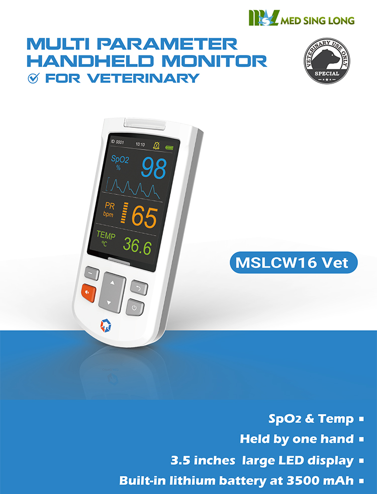 Monitor veterinario multiparámetro portátil Monitor de presión sanguínea de CO2 y O2 quirúrgico para animales Monitor veterinario para animales