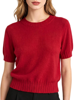 Pull-over en cachemire 100% pour femme, style bureau, manches courtes, col rond, respirant, accepte le logo personnalisé