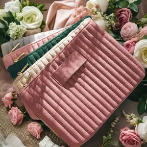 Velvet Cosmetic Large Capacity <b>Makeup</b> <b>Brushes</b> <b>Case</b> Premium Wedding Cosmetics Gift Bag Welcome Gifts Embossed Modern - Product Image 5
