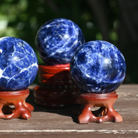 Boule de Sodalite Naturelle de Haute Qualité, Pierre Précieuse pour le Chakra de la Gorge, Sphère de Cristal de Guérison, Cadeau de Méditation