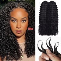 Expédition locale aux États-Unis, cheveux humains bouclés birmans, nœuds miraculeux, crochet, faciles à installer et à enlever, cheveux bouclés italiens au crochet