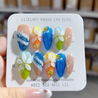 Fait à la main 10 pièces ABS matériel presse-sur faux ongles conception d'amande modèle à la mode personnalisé fleur sculpture doigts