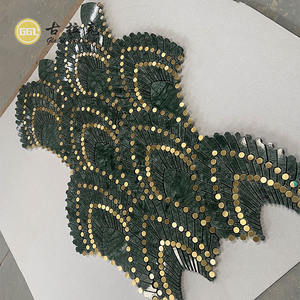 Marbre Verde <span class=keywords><strong>Alpi</strong></span> de luxe avec carreaux de mosaïque au jet d'eau à pois en laiton pour la décoration intérieure - Product Image 4