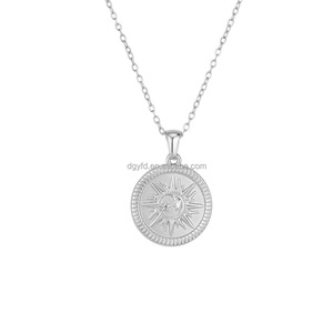 Collares con Colgante de Moneda Celestial de Acero Inoxidable, Estilo Vintage, Medallón Redondo en Relieve, Amuleto de Astrología, Sol, <span class=keywords><strong>Luna</strong></span> y Estrella, Joyería - Product Image 5